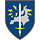 The crest features a map of Europe in grey and a sword, encircled by golden stars, against a blue background.